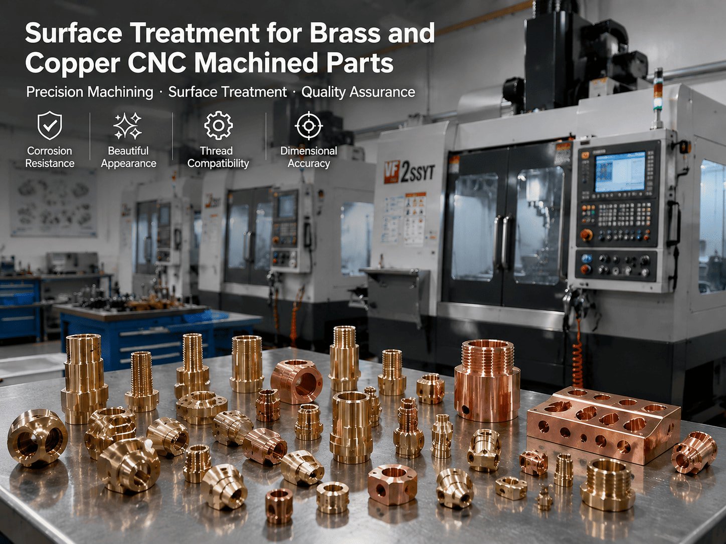 Surface finishing for brass and copper CNC parts