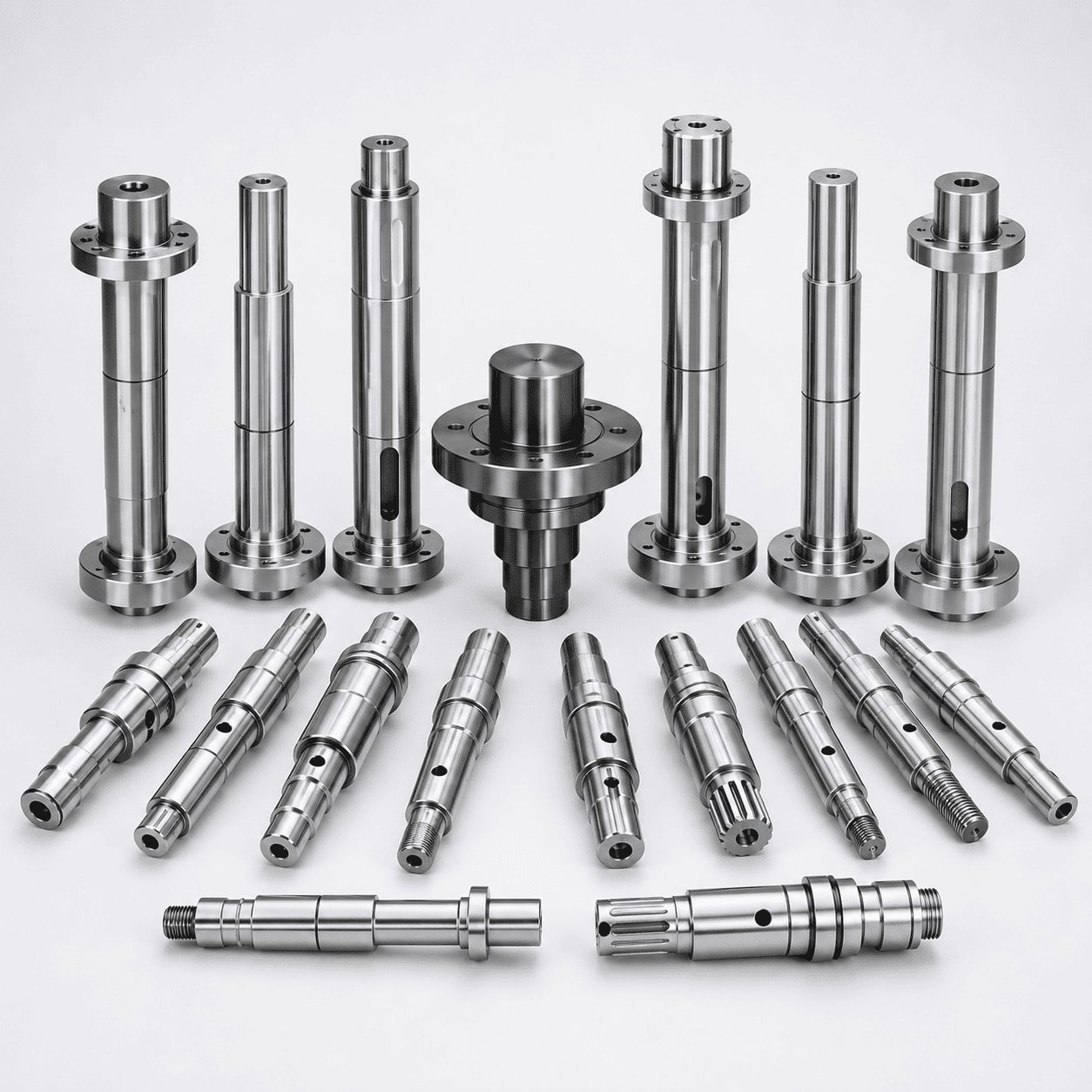 Stepped and threaded shafts