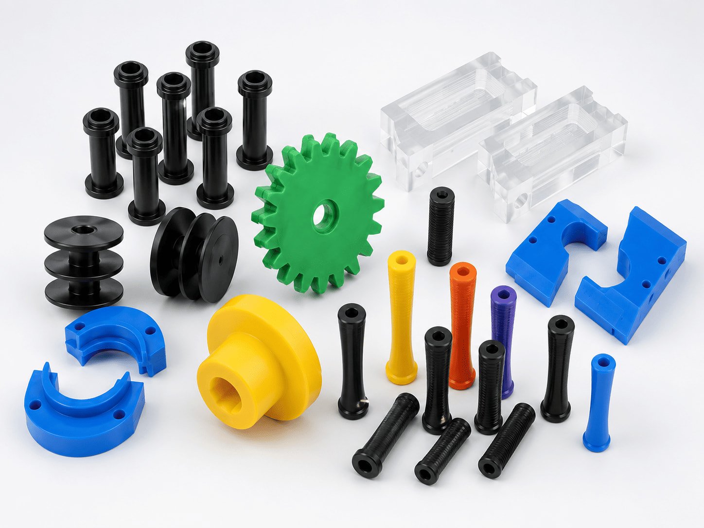 Deburred plastic parts and smooth machined edges