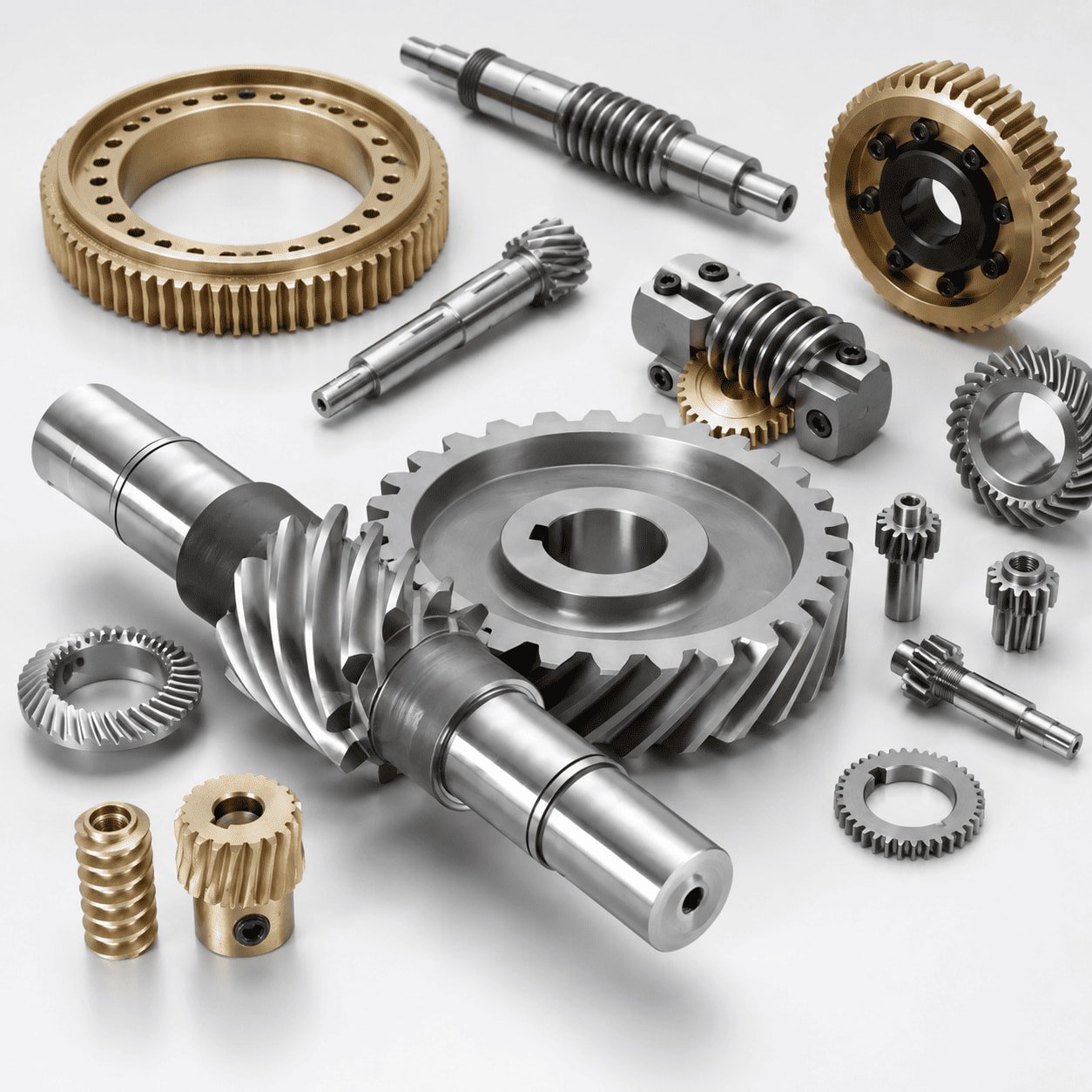Worm gear and shaft components