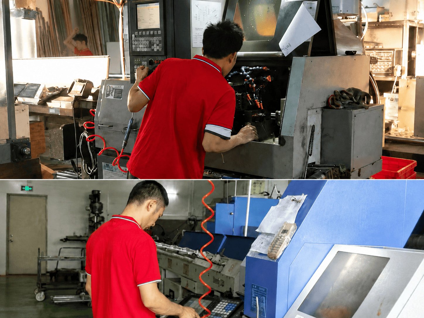 Collage of custom stainless steel CNC parts