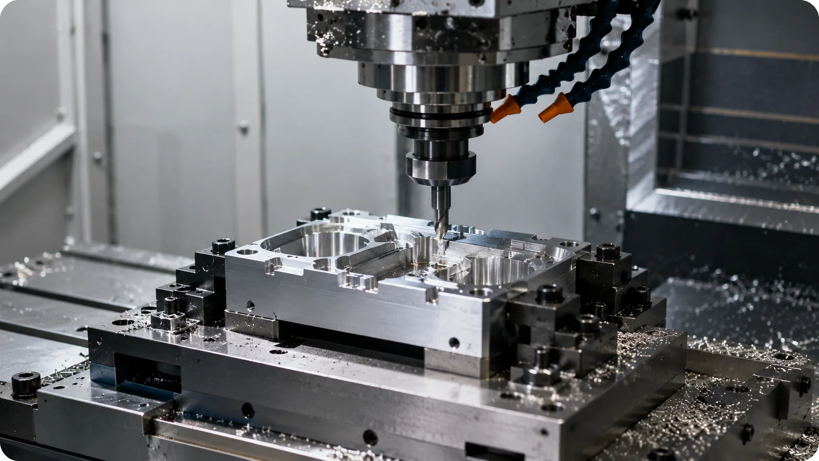 Engineer reviewing precision custom metal fabrication parts in a CNC machining factory
