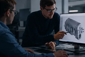 Engineer reviewing STEP model