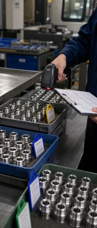 Material batch identification and inspection traceability for CNC parts