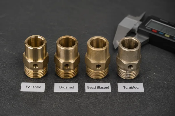 As-machined vs polished vs plated brass samples