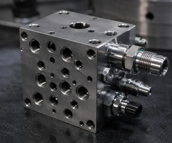 Complex Valve Body showcasing main bore, thread, and radial port