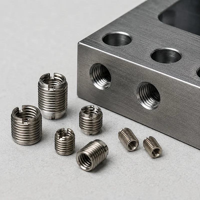 Diagram showing threaded insert structure and installation