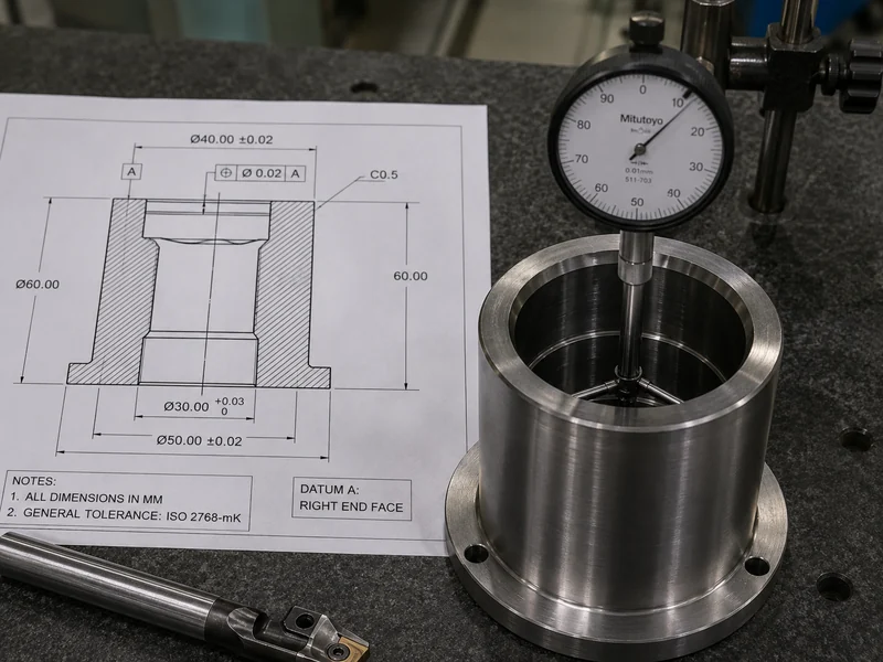 Cutaway view of a CNC sleeve showing entrance, deep hole, and boring bar