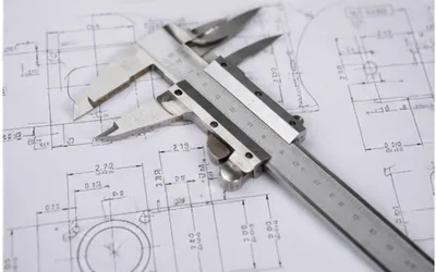 Engineer reviewing CAD drawing