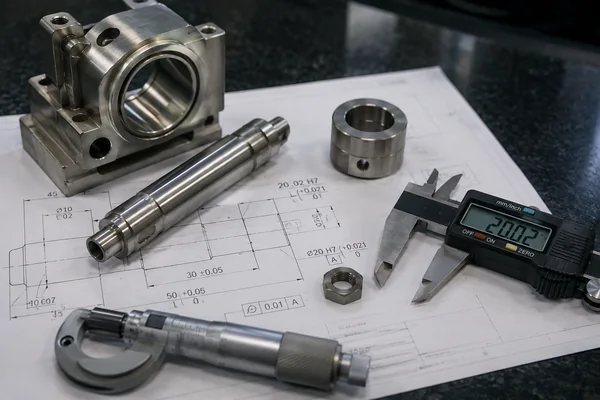 Real stainless steel shaft on a runout inspection fixture