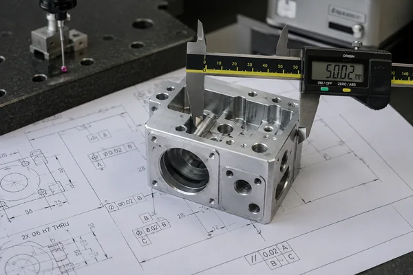 Precision milled plate showing Datum A, B, C references