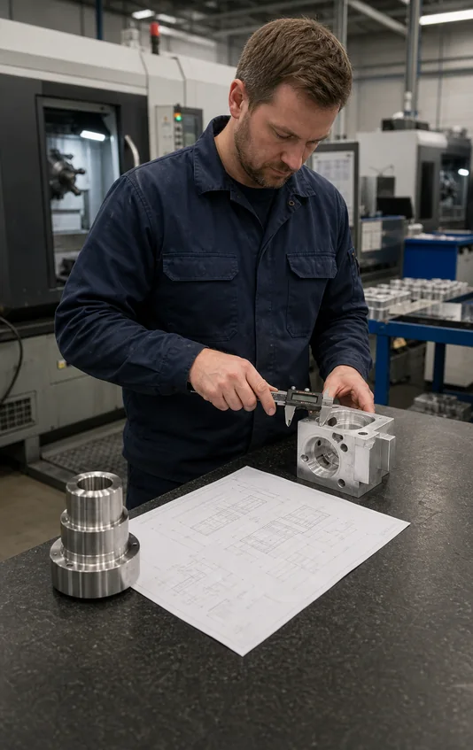 Engineer assisting with CNC parts RFQ