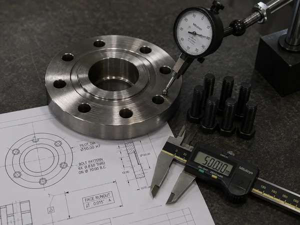 Precision flange showing pilot and bolt pattern