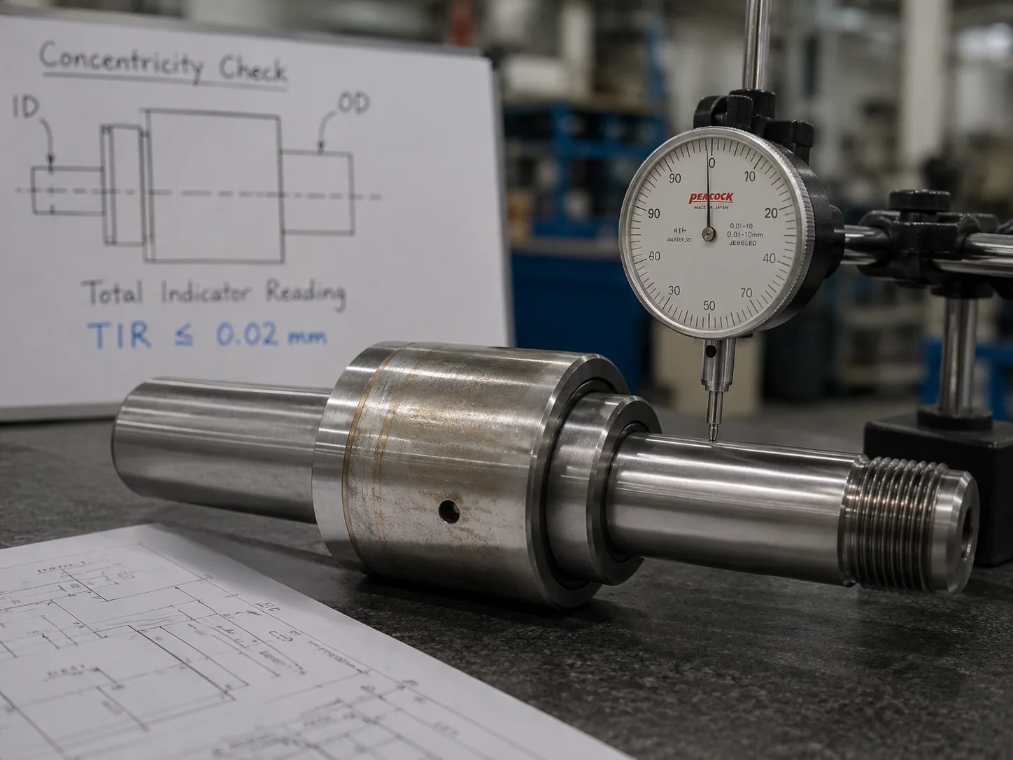 Sleeve rotation inspection using dial indicator for runout