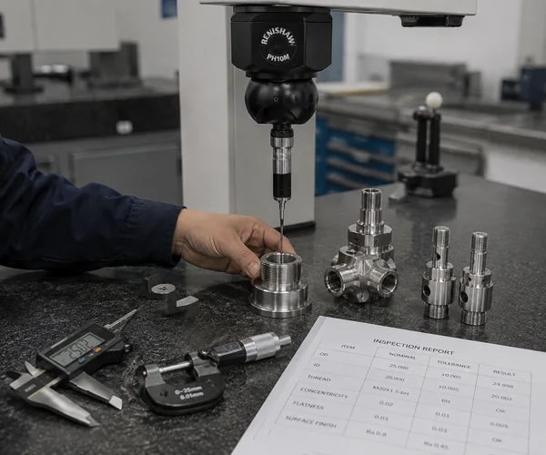 Batch of 20-30 precision stainless parts in inspection scenario