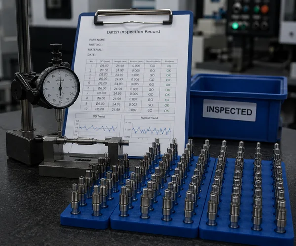 Batch production inspection of Swiss parts