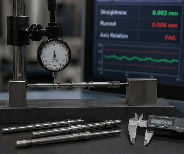 Slender shaft machining straightness control