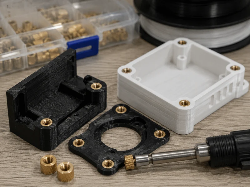 3D printed plastic parts with brass heat-set inserts