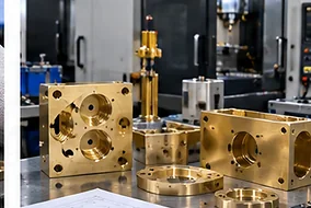 Custom CNC milled brass housings and mounting blocks