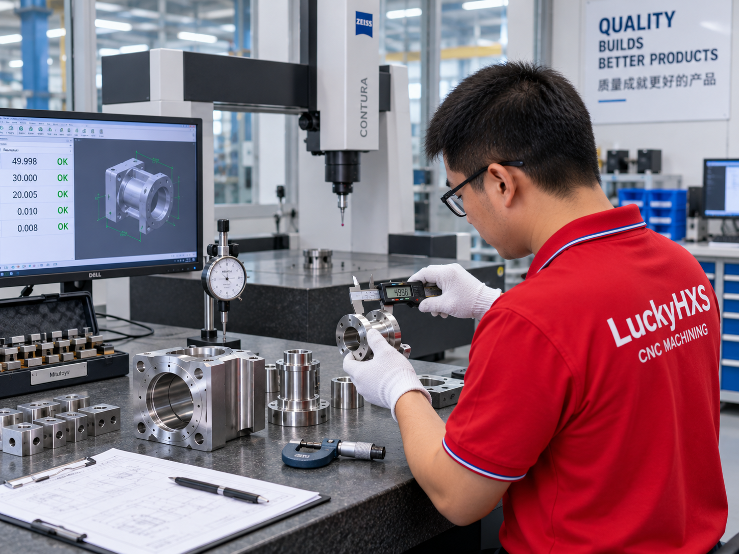 Micrometer, thread gauge, pin gauge, and runout inspection of CNC turned parts