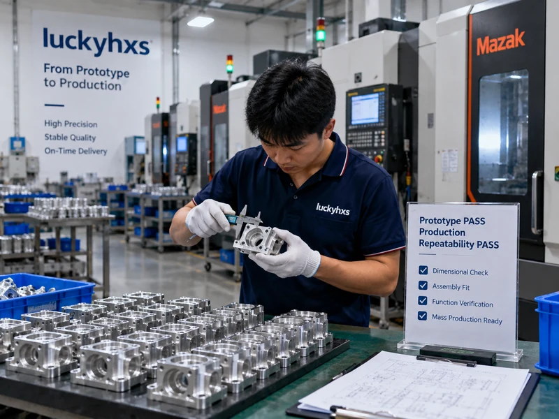 Engineer inspecting production samples