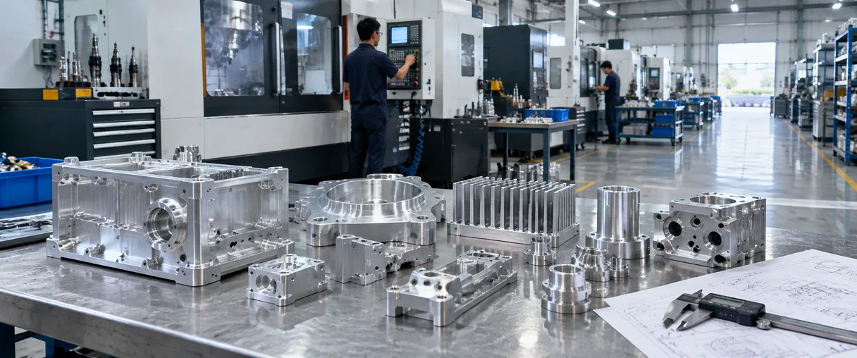 Bright and clean real CNC machining floor producing aluminum parts