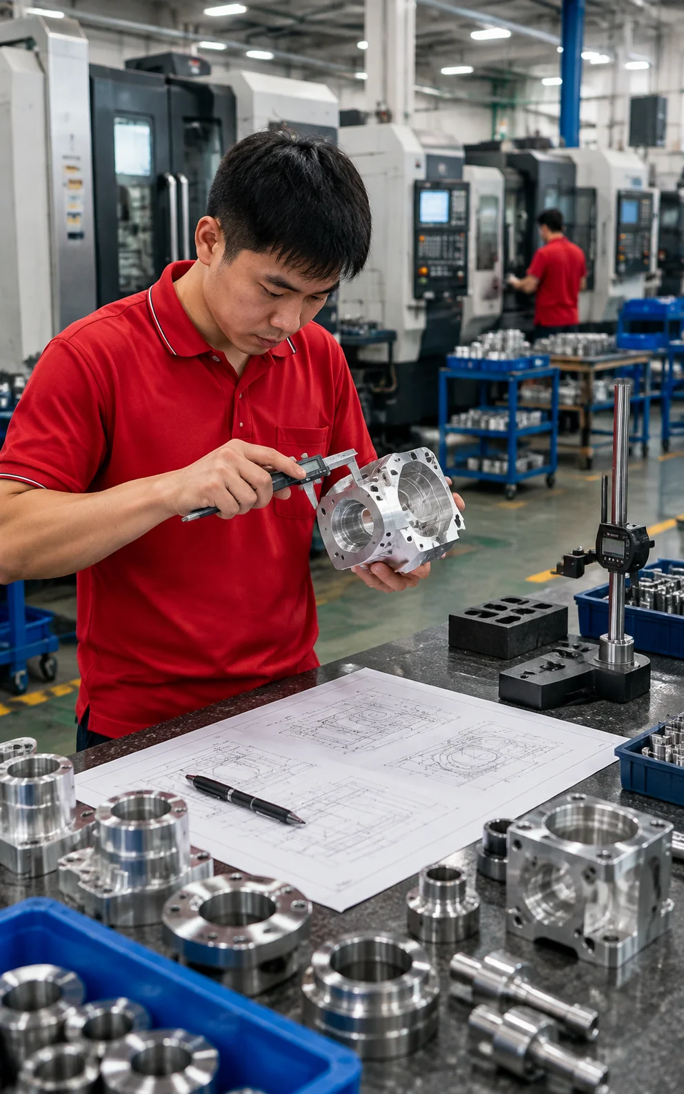 Engineer assisting with CNC parts RFQ