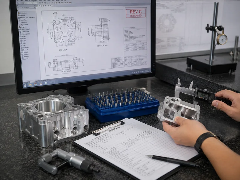 First Article Inspection with engineering drawing and measurement tool