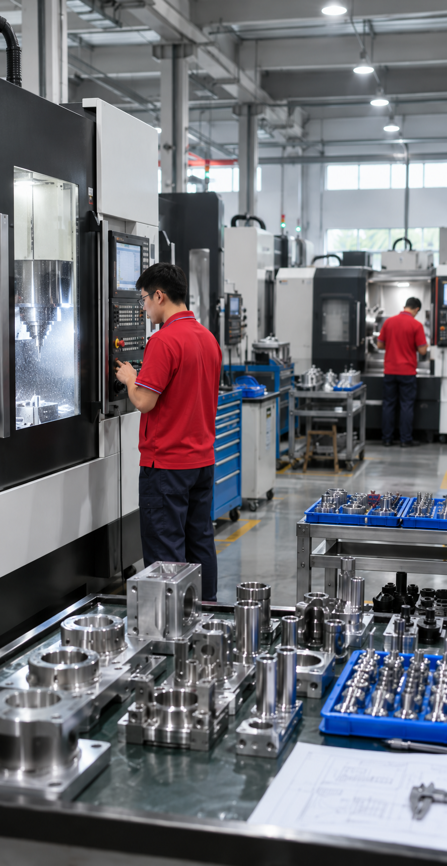 Real CNC Manufacturing Facility and Operator