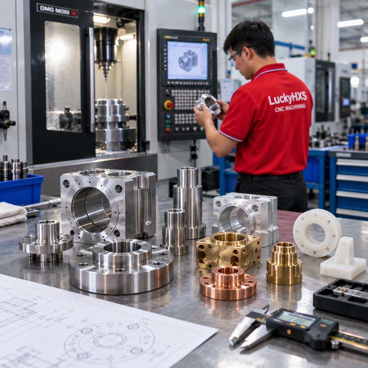 Aluminum stainless steel brass steel and plastic CNC machined components