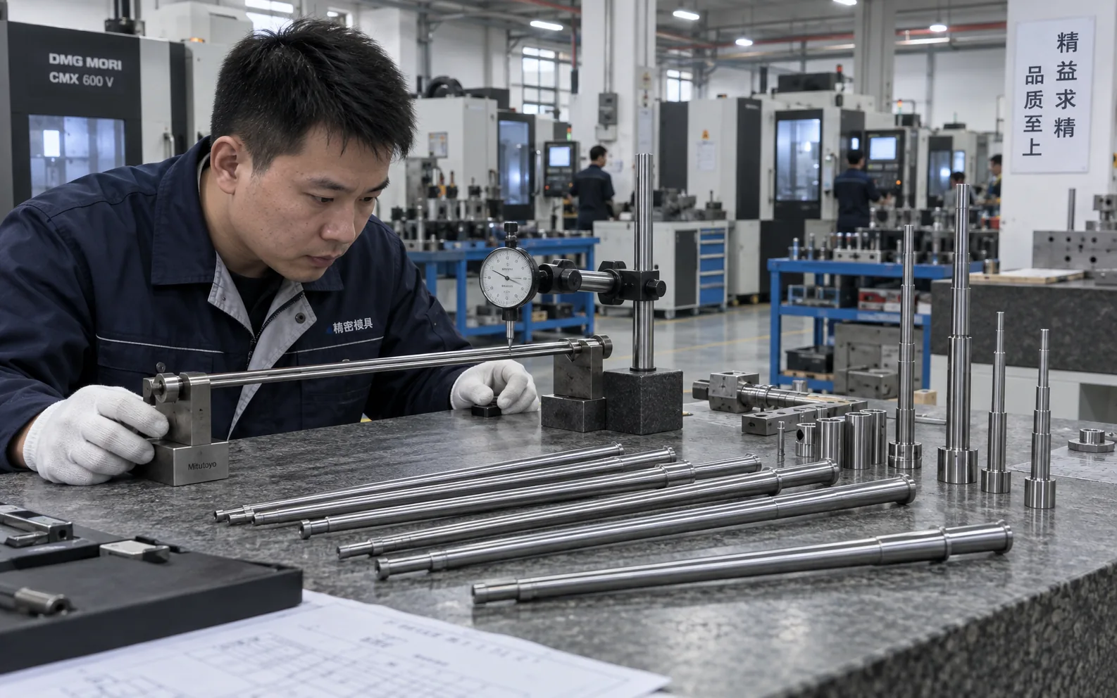 Inspection of core pin straightness and tip position
