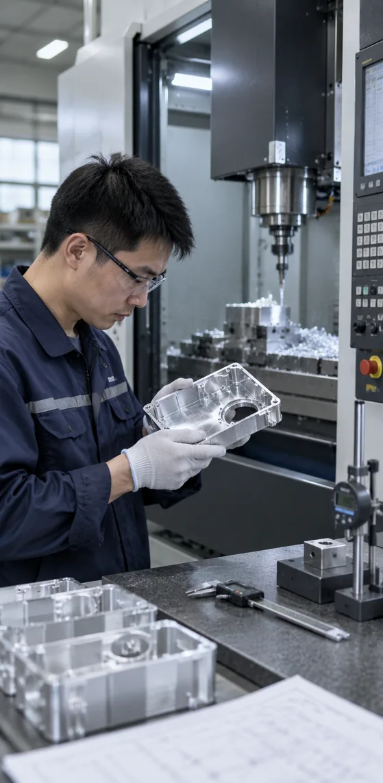 Thin wall aluminum housing in CNC fixture