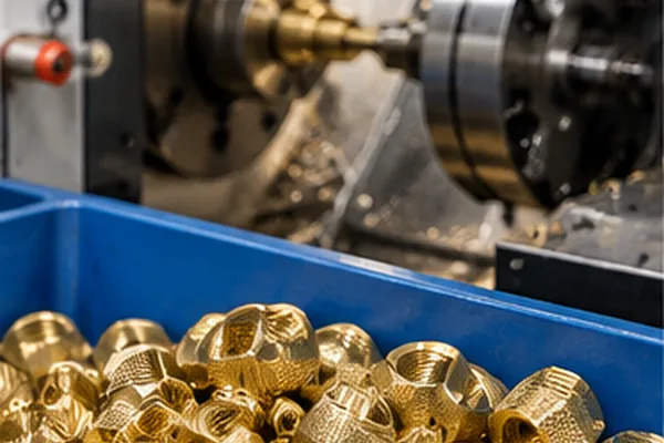 Brass threaded inserts and knurled nuts on an inspection table