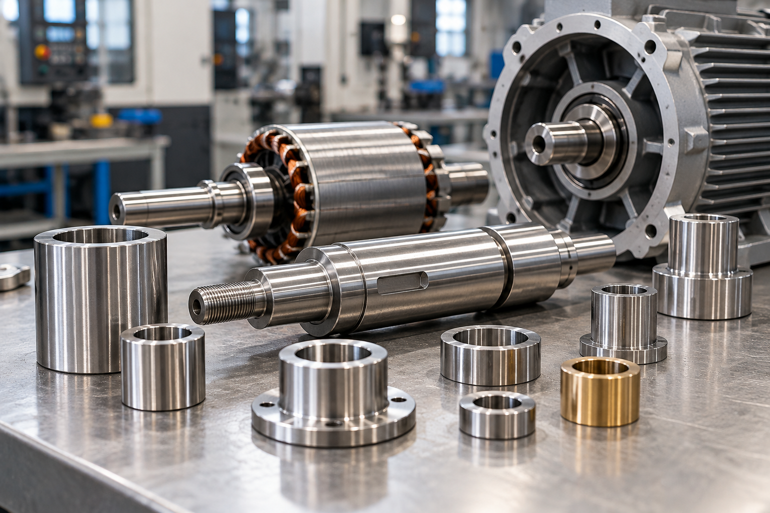 CNC turned motor shafts and sleeves