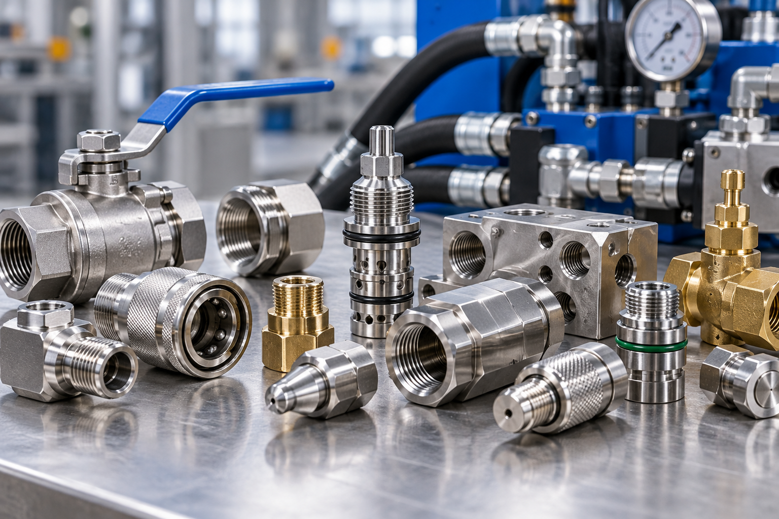 Turned fittings couplings and valve stems