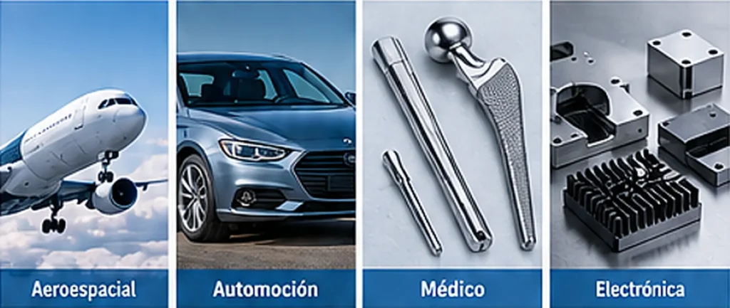Aplicaciones del mecanizado CNC en los sectores aeroespacial, automoción, médico y electrónica