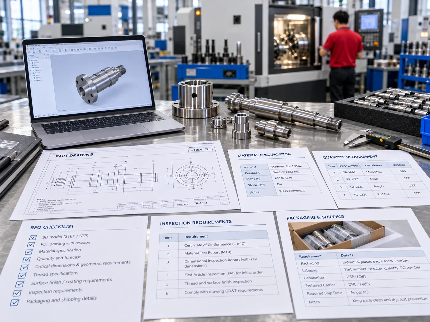Runout inspection on a precision CNC turned shaft