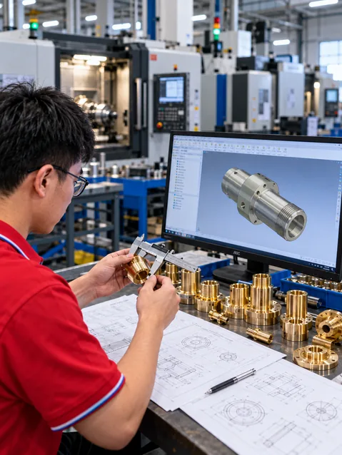 Engineering drawing review for a custom brass CNC component