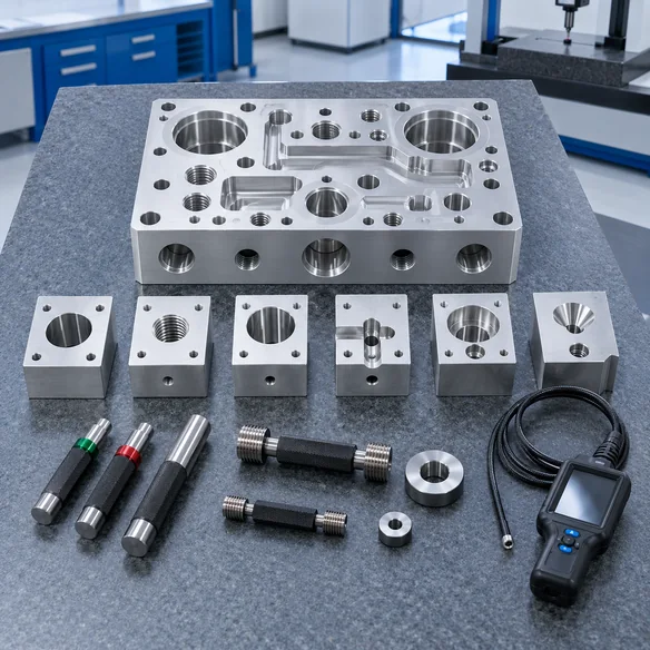 Holes, threads, and deburring inspection on aluminum part