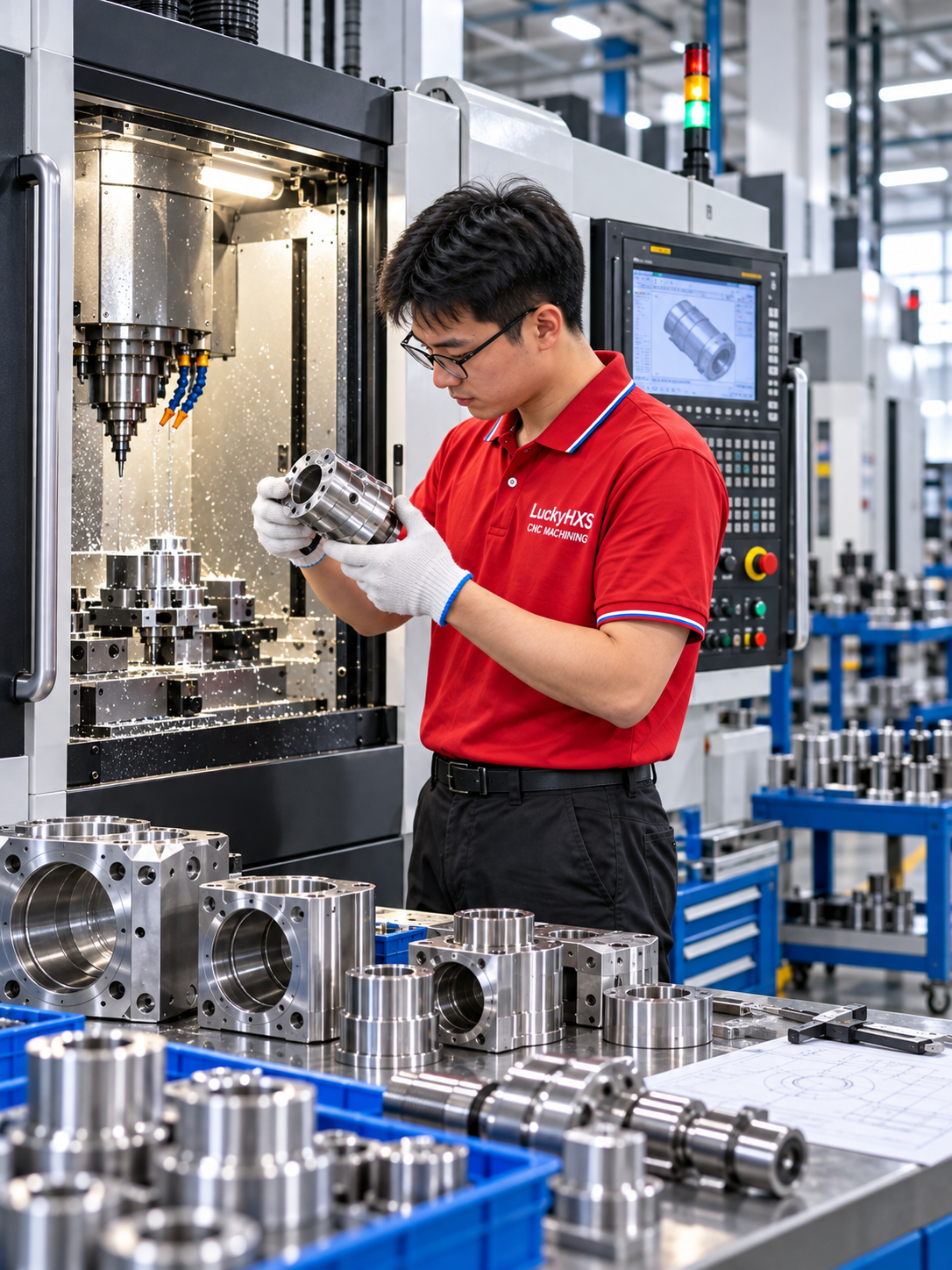 CNC turned parts with material and surface-finish variations